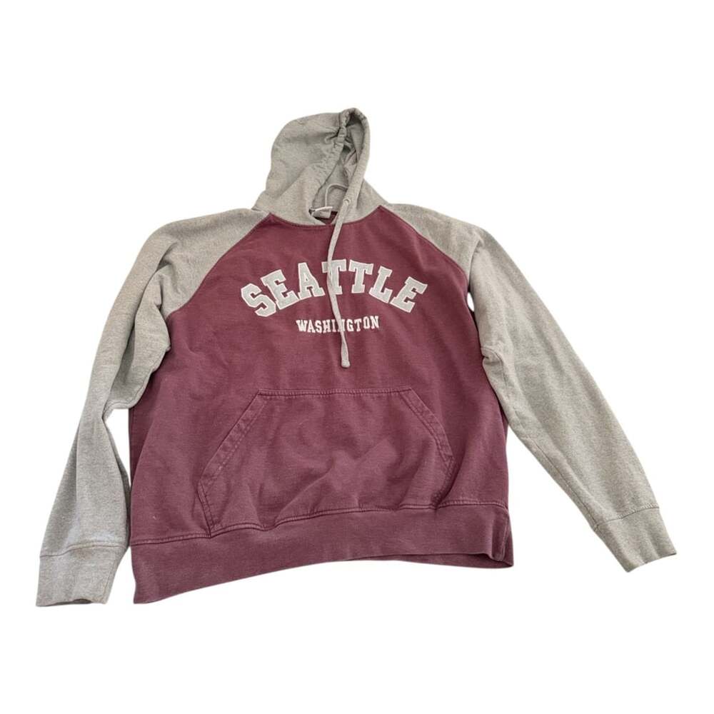 Crazy Apparel Seattle Washington Two-Tone Raglan Hoodie Size L